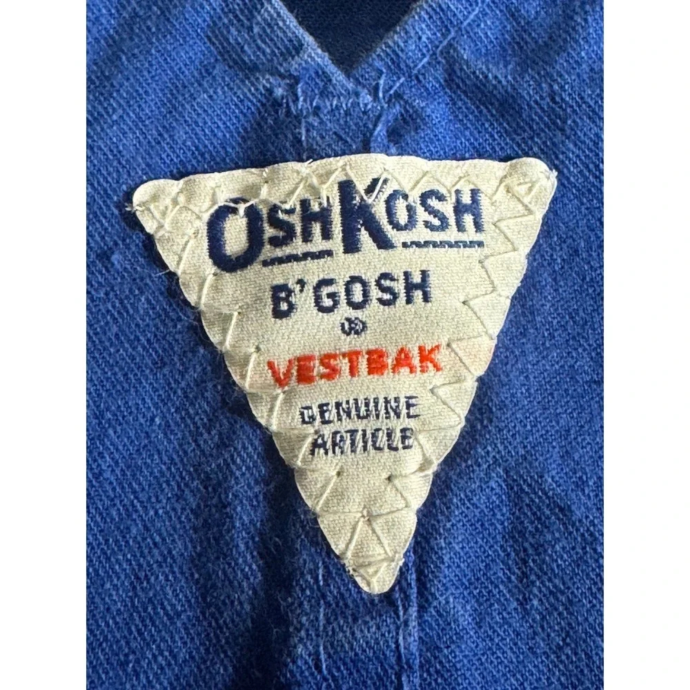 Vintage OshKosh Bgosh Blue Cotton Vestbak Shortalls Made in USA 6-9 Months